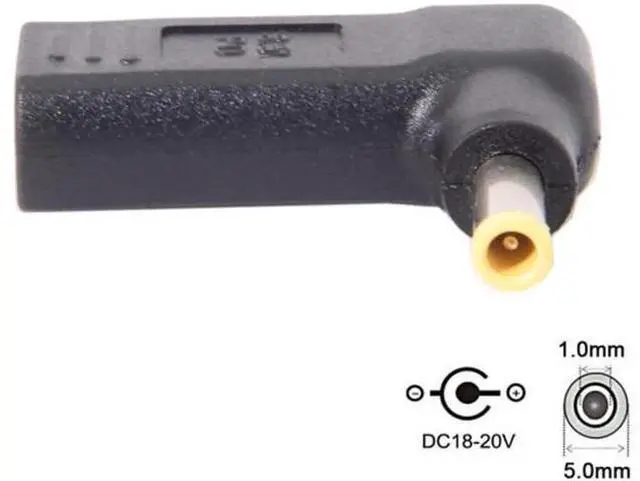 Main image of USB 3.1 Type C USB-C to 5.0*1.0mm Adapter 90 Degree Angled Yellow UC-112-5010MM