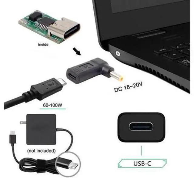 Alt view image 4 of 4 - USB 3.1 Type C USB-C to 5.0*1.0mm Adapter 90 Degree Angled Yellow UC-112-5010MM