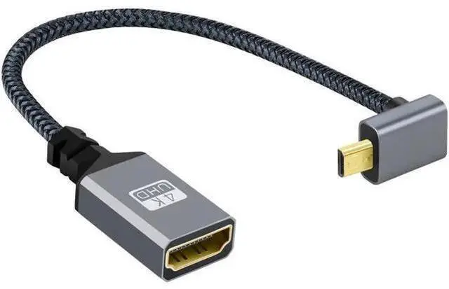 Main image of 4K Type-D Micro HDMI 1.4 Male 90 Degree Up Angled to HDMI Female Extension Cable for DV MP4 Camera DC Laptop