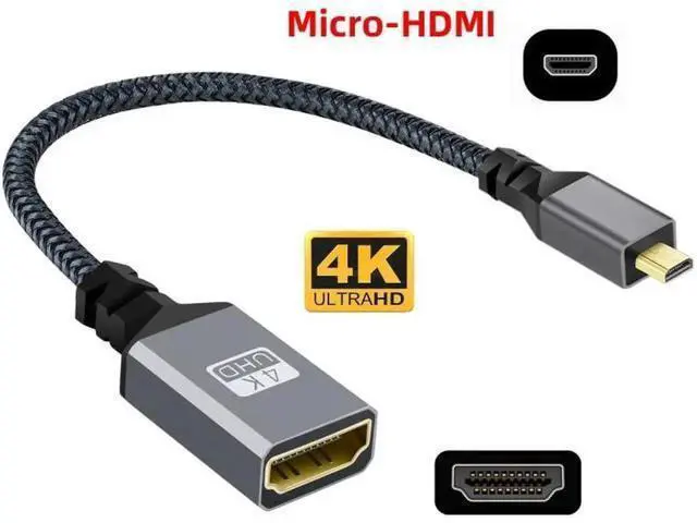 Alt view image 5 of 7 - 4K Type-D Micro HDMI 1.4 Male to HDMI Female Extension Cable for DV MP4 Camera DC Laptop