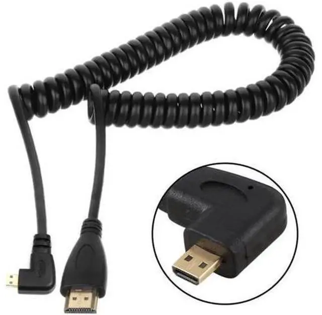 Alt view image 4 of 6 - HD-110-RI Stretch Right Angled 90 Degree Micro HDMI to HDMI Male HDTV Cable for Cell PhoneTabletCamera