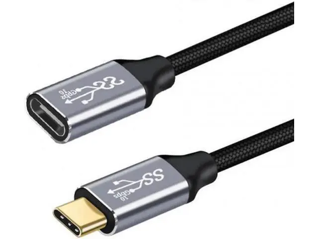 Alt view image 7 of 7 - 20CM USB-C USB 3.1 Type-C Male to Female Extension Data Cable 10Gbps 100W with Sleeve for Laptop Phone