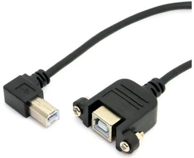 Alt view image 3 of 3 - Right angled USB B Male to Female extension cable with screws for Panel Mount 1m U2-132-RI-1.0M