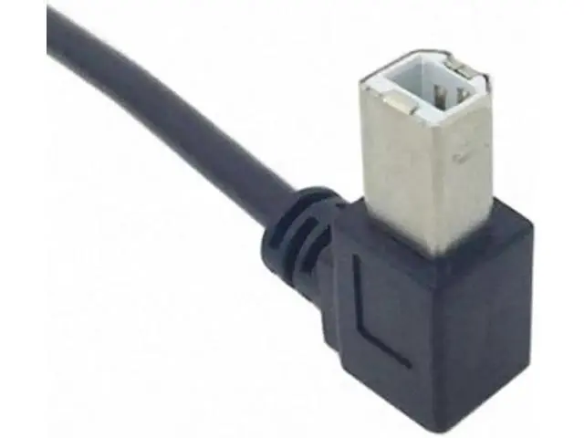 Alt view image 2 of 6 - 90 Degree Left Angled USB B Type Male to Female extension cable with screws for Panel Mount 50cm