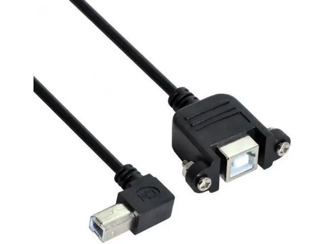 Alt view image 3 of 6 - 90 Degree Left Angled USB B Type Male to Female extension cable with screws for Panel Mount 50cm