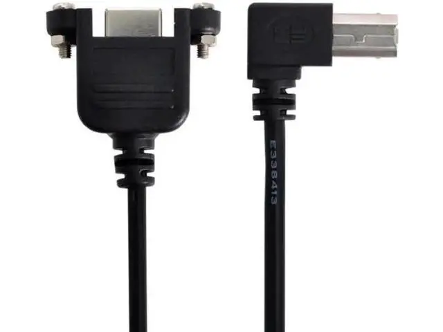Alt view image 5 of 6 - 90 Degree Left Angled USB B Type Male to Female extension cable with screws for Panel Mount 50cm