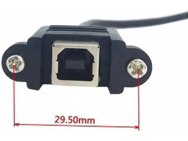 Alt view image 6 of 6 - 90 Degree Left Angled USB B Type Male to Female extension cable with screws for Panel Mount 50cm