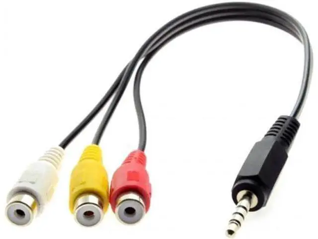 Alt view image 3 of 6 - CA-011 3.5mm 1/8" Male Stereo Car AUX to 3 RCA AV Female Cord Audio Video Composite Cable 20cm
