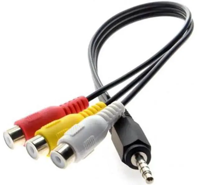 Alt view image 2 of 6 - CA-011 3.5mm 1/8" Male Stereo Car AUX to 3 RCA AV Female Cord Audio Video Composite Cable 20cm