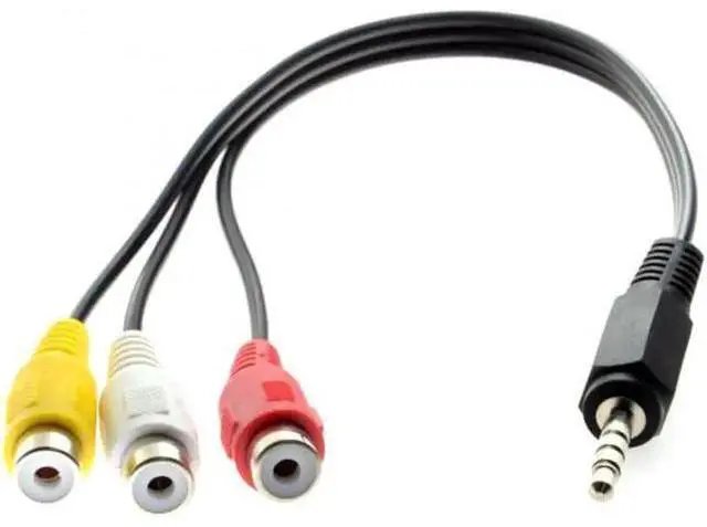 Alt view image 4 of 6 - CA-011 3.5mm 1/8" Male Stereo Car AUX to 3 RCA AV Female Cord Audio Video Composite Cable 20cm