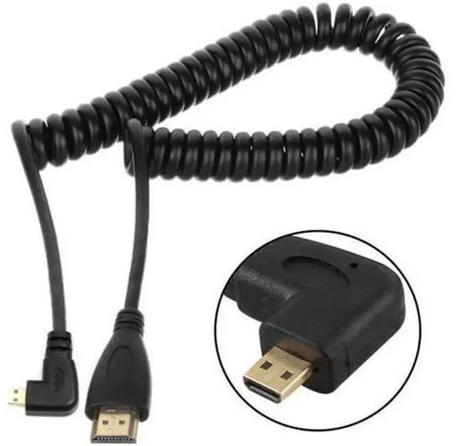 Alt view image 5 of 7 - Stretch Right Angled 90 Degree Micro HDMI to HDMI Male HDTV Cable for Cell Phone Tablet Camera