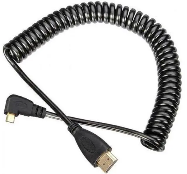 Alt view image 6 of 7 - Stretch Right Angled 90 Degree Micro HDMI to HDMI Male HDTV Cable for Cell Phone Tablet Camera