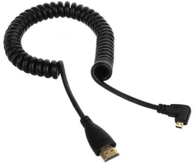Alt view image 7 of 7 - Stretch Right Angled 90 Degree Micro HDMI to HDMI Male HDTV Cable for Cell Phone Tablet Camera