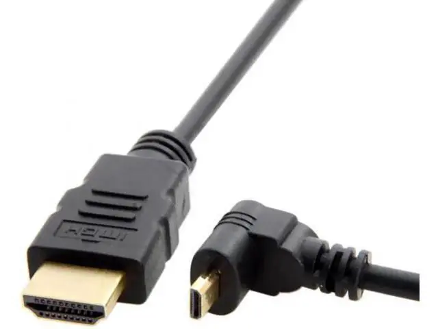 Alt view image 3 of 7 - Down Angled 90 Degree Micro HDMI to HDMI Male HDTV Cable for Cell Phone Tablet Camera