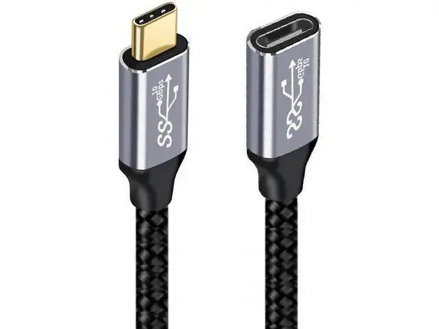 Alt view image 5 of 7 - 20CM USB-C USB 3.1 Type-C Male to Female Extension Data Cable 10Gbps 100W with Sleeve for Laptop Phone