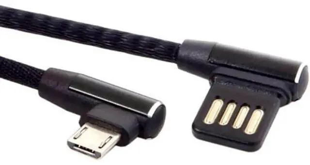 Main image of Micro USB 5Pin to Left Right Angled 90 Degree USB 2.0 Data Cable with Sleeve for Tablet & Phone 15cm U2-114