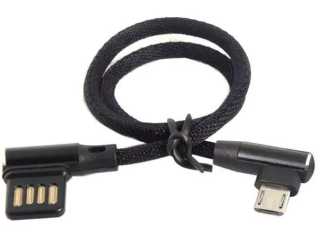 Alt view image 3 of 6 - Micro USB 5Pin to Left Right Angled 90 Degree USB 2.0 Data Cable with Sleeve for Tablet & Phone 15cm U2-114