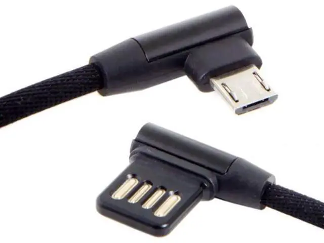 Alt view image 6 of 6 - Micro USB 5Pin to Left Right Angled 90 Degree USB 2.0 Data Cable with Sleeve for Tablet & Phone 15cm U2-114