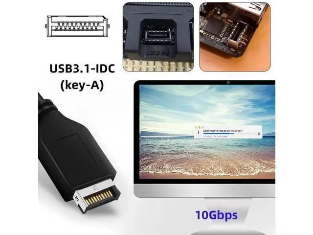 Alt view image 3 of 7 - USB 3.1 Front Panel Socket to USB 3.0 20Pin Header Male Extension Adapter for Motherboard