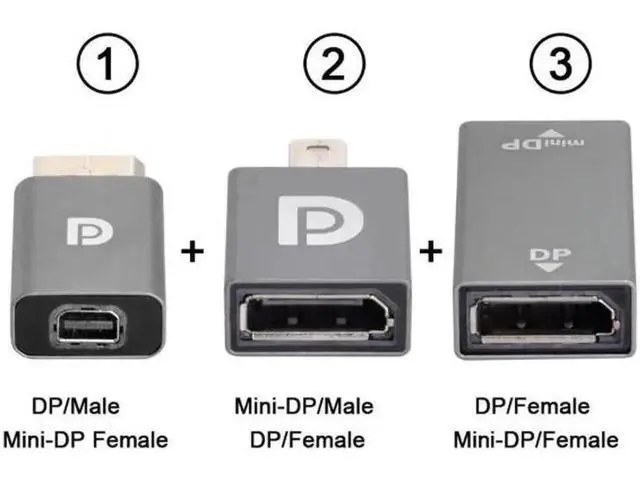 Alt view image 5 of 7 - DP-033 3pcs/set Mini DisplayPort 1.2 4K 60hz to DP Adapter Male Female Ultra-HD UHD for Video PC Laptop TV
