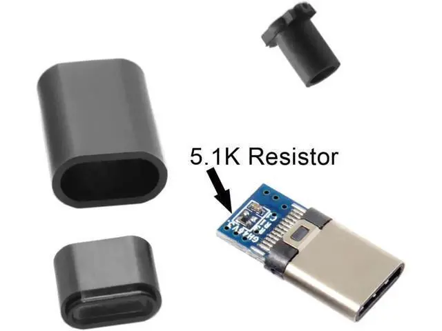 Alt view image 4 of 5 - DIY 24pin USB Type C USB-C Male OTG Host Type 5.1k Resistor with Black Housing Cover UC-210-BK