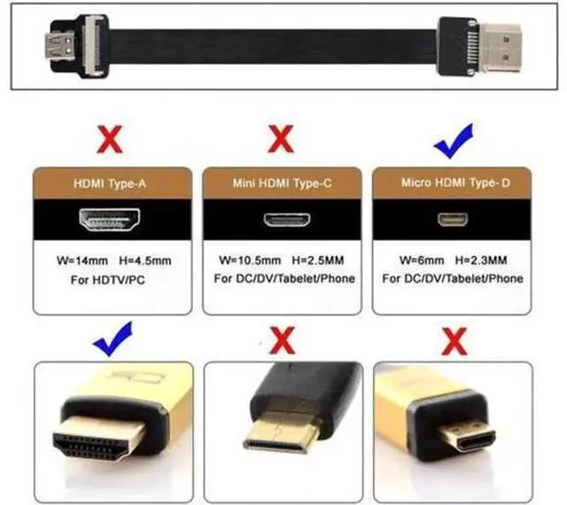 Alt view image 6 of 7 - HDMI Male to Micro HDMI Female Extension FPC Flat Cable 1080P for FPV HDTV Multicopter Aerial Photography