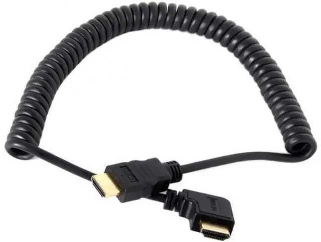 Main image of 90 Degree Right Angled HDMI to HDMI Stretch Spring Cable for HDTV DVB DVD PC 1.2m