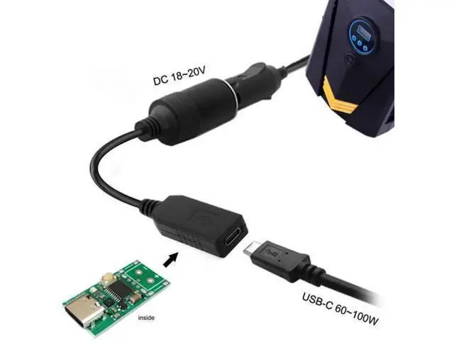 Alt view image 2 of 7 - USB 3.1 Type C USB-C to Car Receptacle Charger Cable 20V 100W Auto Interior Accessories