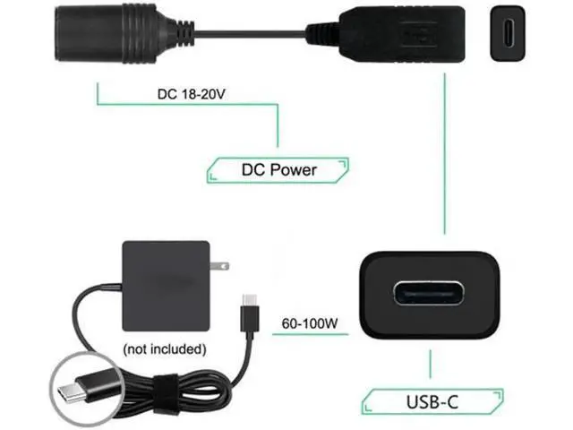 Alt view image 6 of 7 - USB 3.1 Type C USB-C to Car Receptacle Charger Cable 20V 100W Auto Interior Accessories