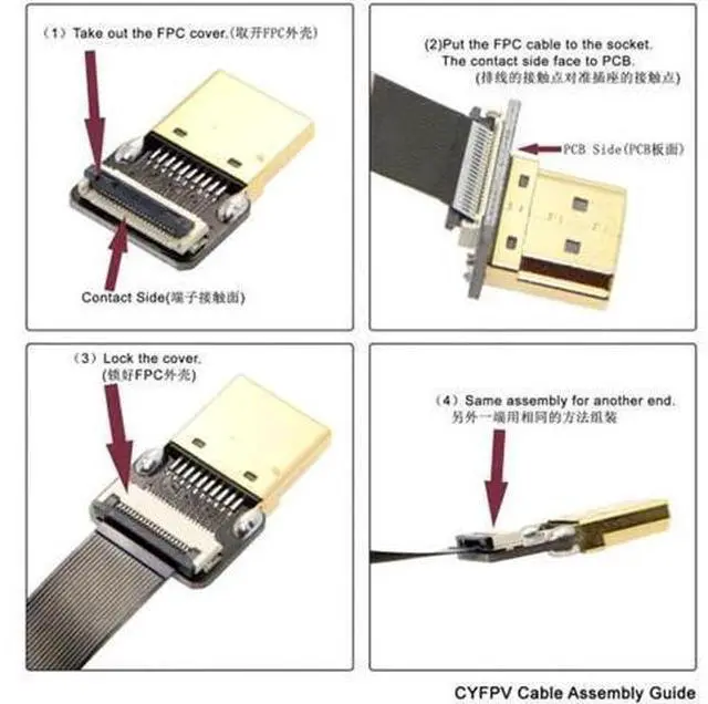 Alt view image 4 of 7 - Up Angled 90 Degree HDMI Male to Female FPC Flat Cable for HDTV Multicopter Aerial Photography