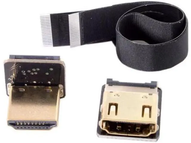 Alt view image 5 of 7 - Up Angled 90 Degree HDMI Male to Female FPC Flat Cable for HDTV Multicopter Aerial Photography