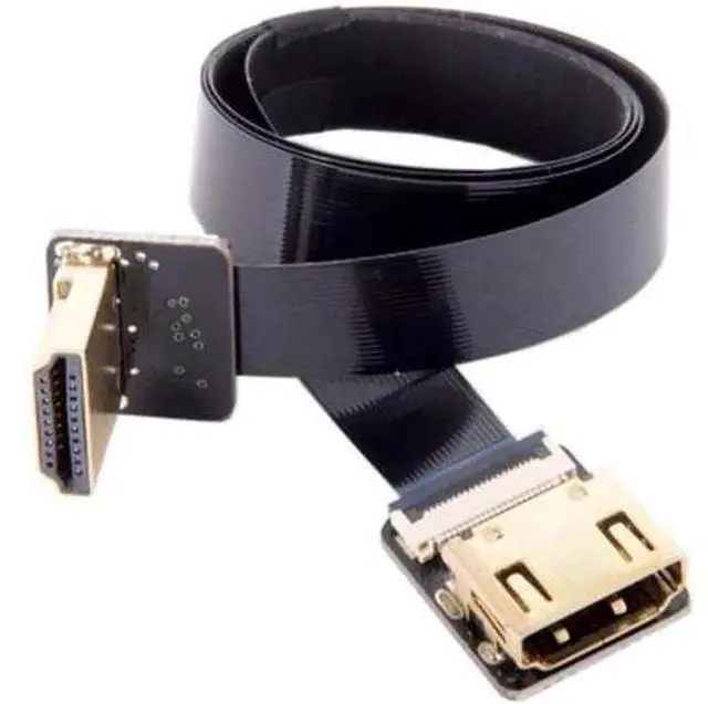 Alt view image 6 of 7 - Up Angled 90 Degree HDMI Male to Female FPC Flat Cable for HDTV Multicopter Aerial Photography