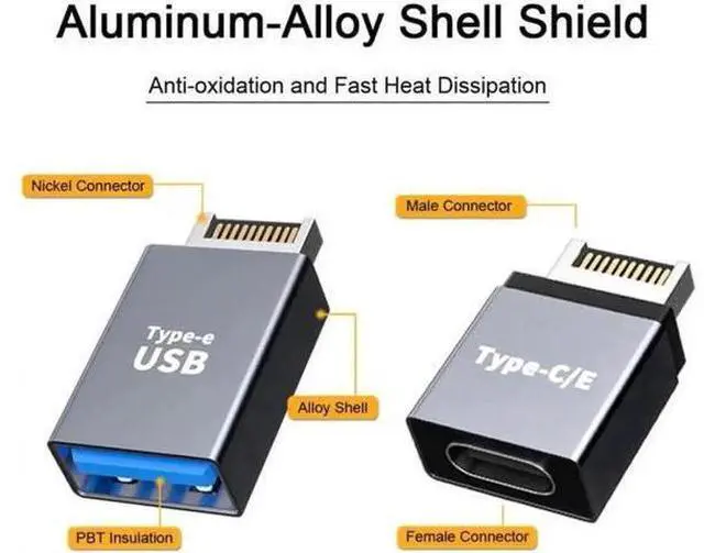 Alt view image 2 of 7 - UC-010 2pcs USB 3.1 Front Panel Header Male Type-E to Type-AType-C USB-C Motherboard Extension Data Adapter