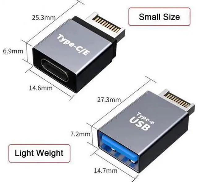 Alt view image 5 of 7 - UC-010 2pcs USB 3.1 Front Panel Header Male Type-E to Type-AType-C USB-C Motherboard Extension Data Adapter
