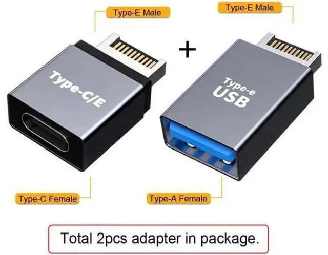 Alt view image 4 of 7 - UC-010 2pcs USB 3.1 Front Panel Header Male Type-E to Type-AType-C USB-C Motherboard Extension Data Adapter