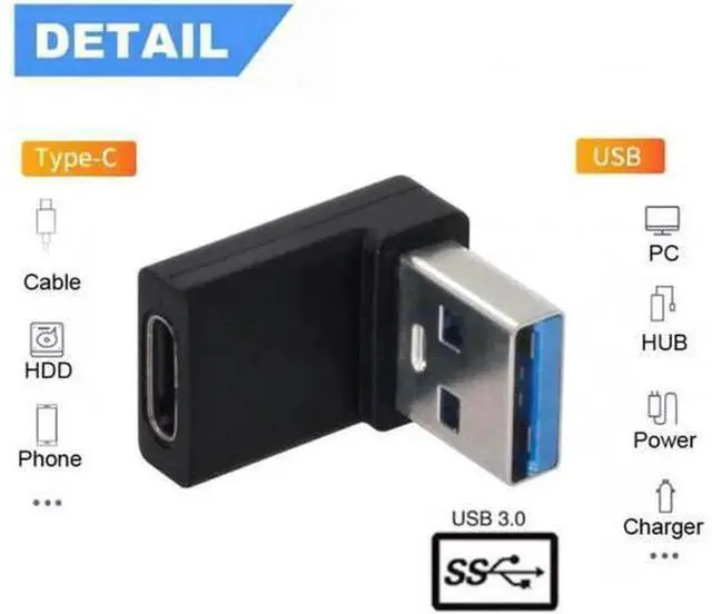 Alt view image 3 of 5 - UC-067-UP USB-C Type C Female 90 Degree Up Angled to USB 3.0 A Male Data Adapter for Laptop Desktop