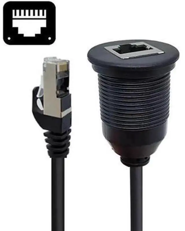 Main image of UT-017-1.0M 1m Waterproof Dustproof Screw Locking CAT6 RJ45 Male to Female Lan Ethernet Network Extension Cable Car Panel Mount Design