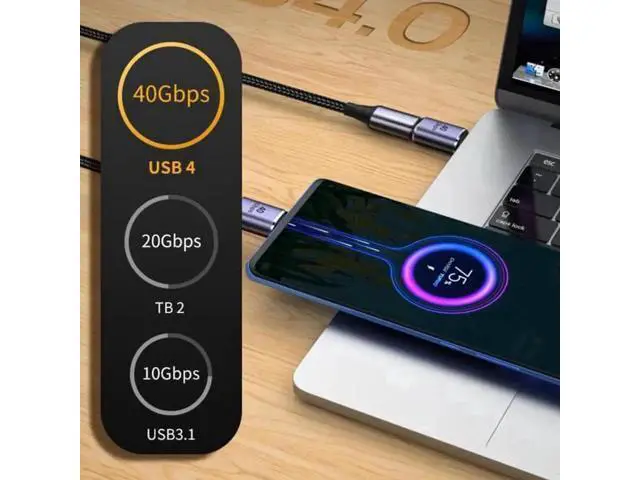 Alt view image 4 of 7 - UC-026-MF 40Gbps USB4 Type C Male to Female Straight Connector 100W Power Data 8K Video Adapter for Laptop Phone