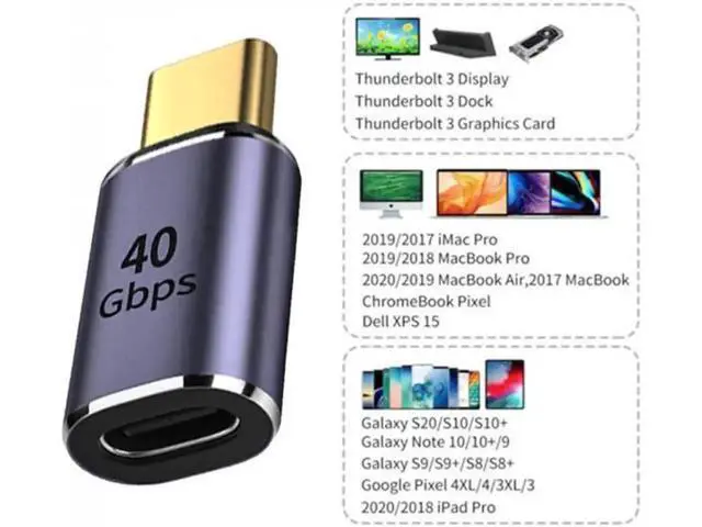 Alt view image 7 of 7 - UC-026-MF 40Gbps USB4 Type C Male to Female Straight Connector 100W Power Data 8K Video Adapter for Laptop Phone
