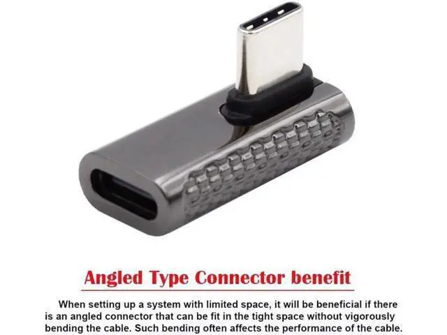 Alt view image 5 of 7 - 20Gbps USB4 Type C Male to Female Low Profile Right Angled 100W Power Data 8K Video Adapter for Laptop Phone