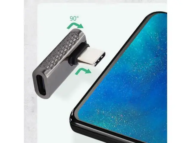 Alt view image 7 of 7 - 20Gbps USB4 Type C Male to Female Low Profile Right Angled 100W Power Data 8K Video Adapter for Laptop Phone