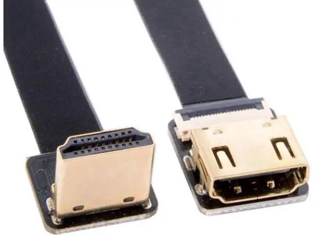 Alt view image 5 of 7 - Down Angled 90 Degree HDMI Male to Female FPC Flat Cable for HDTV Multicopter Aerial Photography