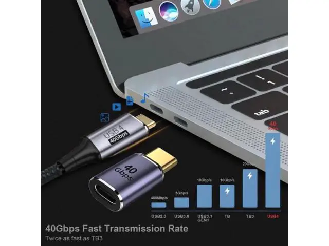 Alt view image 5 of 7 - UC-026-MF 40Gbps USB4 Type C Male to Female Straight Connector 100W Power Data 8K Video Adapter for Laptop Phone