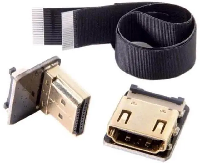 Alt view image 3 of 7 - Down Angled 90 Degree HDMI Male to Female FPC Flat Cable for HDTV Multicopter Aerial Photography