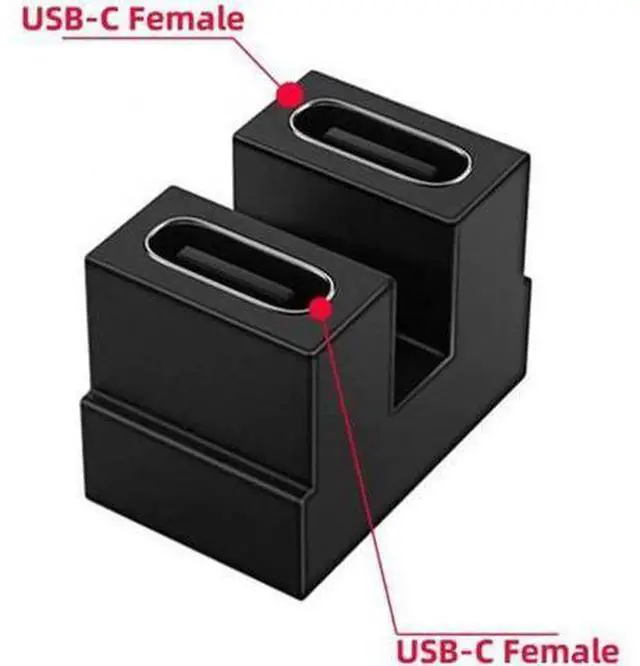 Main image of UC-009-FF 40Gbps USB4 Type C Female to Female Coupler Extender Power Data Video Adapter Opposite U Shape Back Angled for NS SwitchPhoneLaptop