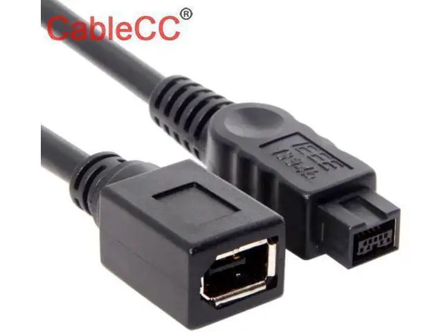 Alt view image 2 of 3 - Black Color IEEE 1394 6PIN Female to 1394b 9PIN male Firewire 400 TO 800 Cable 10cm