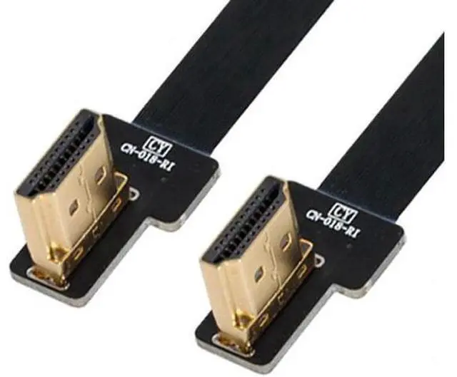 Alt view image 7 of 7 - Dual 90 Degree Left Angled HDMI Type A Male to Male HDTV FPC Flat Cable for FPV HDTV Multicopter Aerial Photography