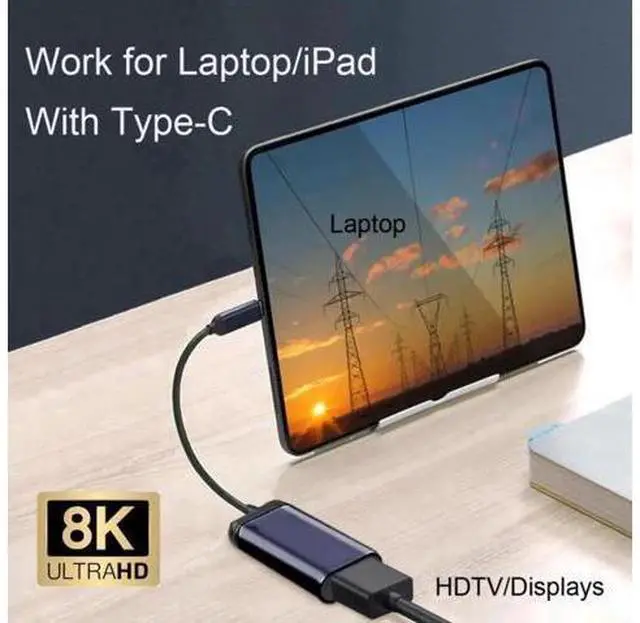 Alt view image 3 of 6 - USB4 USB-C Type-C Source to Female HDMI 2.1 Cable Display 8K 60HZ UHD 4K HDMI Male Monitor