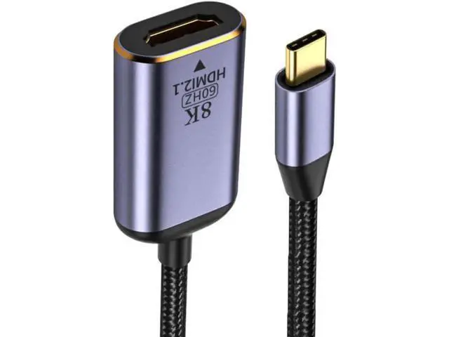 Alt view image 6 of 6 - USB4 USB-C Type-C Source to Female HDMI 2.1 Cable Display 8K 60HZ UHD 4K HDMI Male Monitor