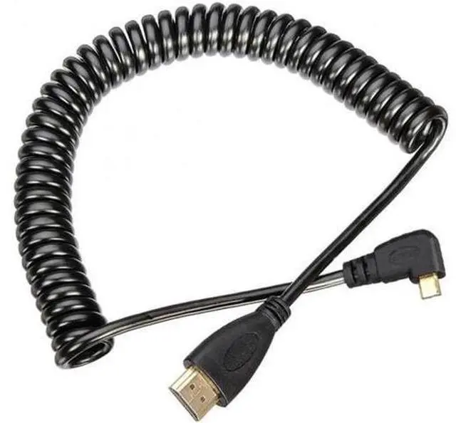Main image of Stretch Left Angled 90 Degree Micro HDMI to HDMI Male HDTV Cable for Cell Phone Tablet Camera